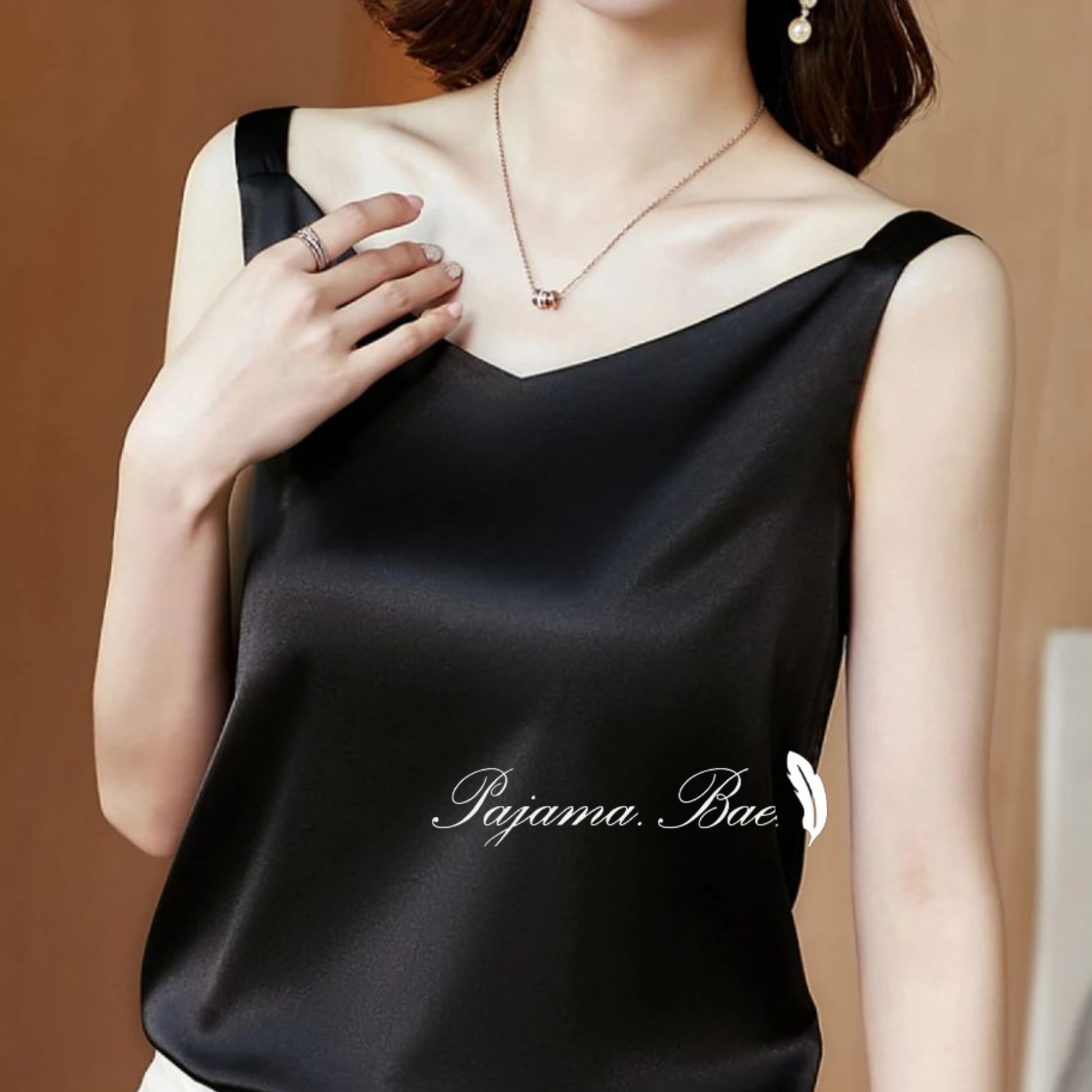 Silk tank top Black Main Image